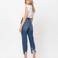 Heavily Distressed Super High Rise Straight Crop Jeans - Lucid Dream