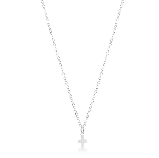 16" Necklace Sterling- Signature Cross Small Sterling Charm