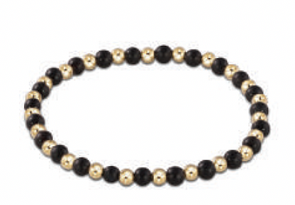 Gold Grateful Pattern Bead Bracelet - Matte Onyx