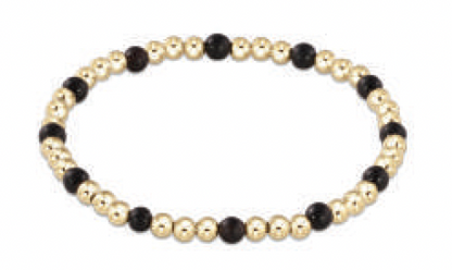 Gold Sincerity Patten Bead Bracelet - Matte Onyx