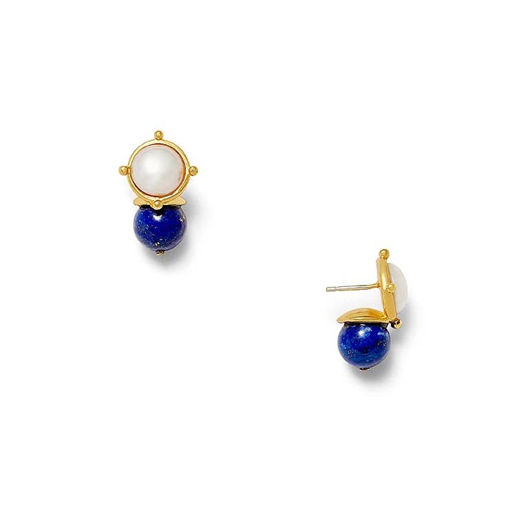 Lapis And White Lady Earring