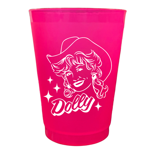 Dolly on Pink - 16oz Frost Flex Plastic Cups