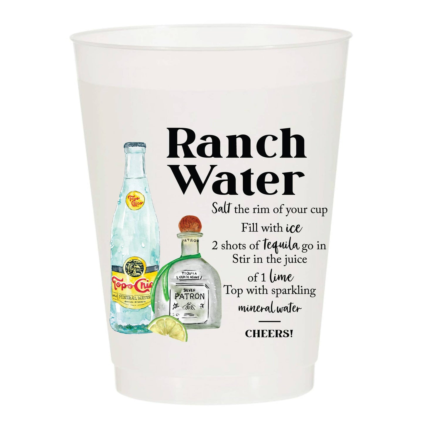 Ranch Water Recipe - Reusable Cups - Set of 10