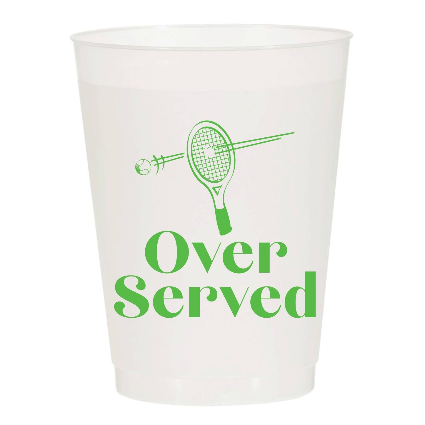 Over Served Tennis Racket To Go Cup Set of 10 Reusable Cups