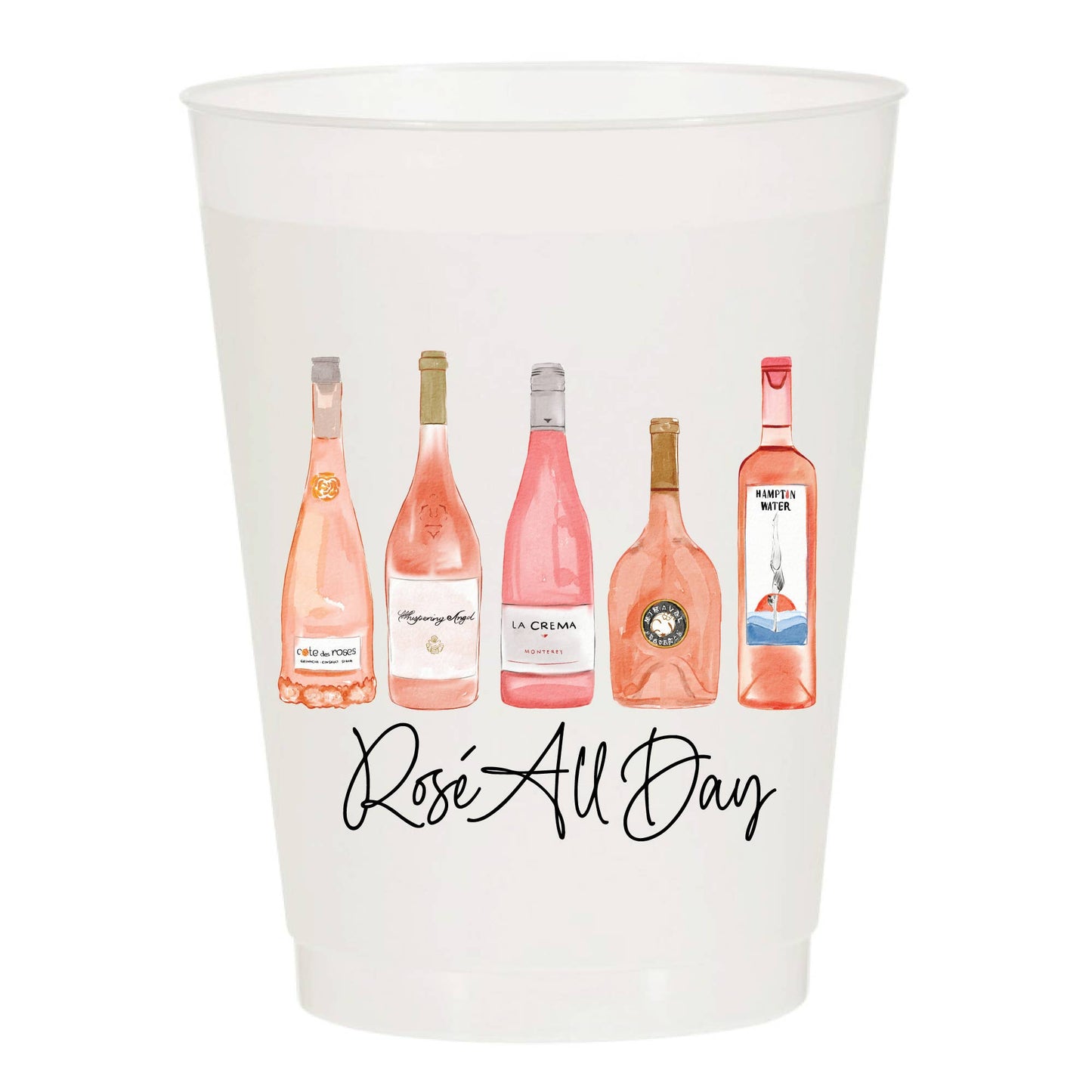 Rosé All Day Watercolor Rose Champagne - Set of 10 Cups