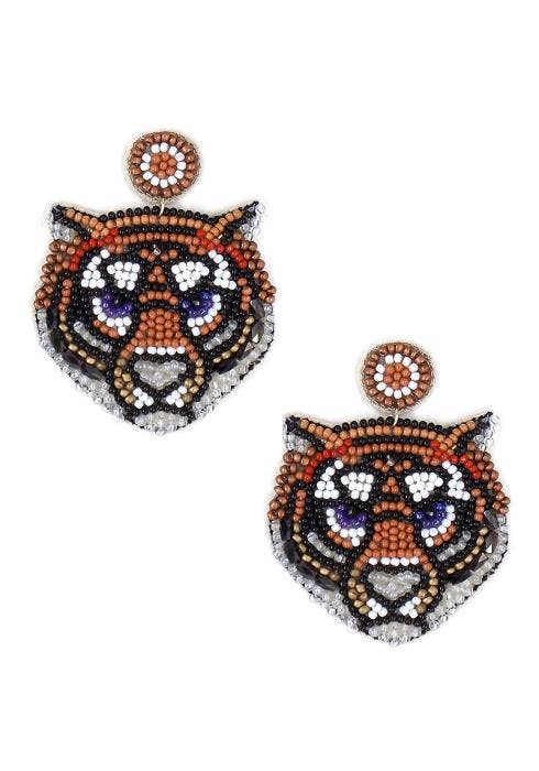 Tiger earrings seed bead