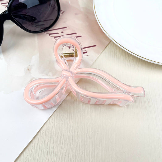 Jelly Color Bow Hair Clip Retro Simple Claw Clips: Pink