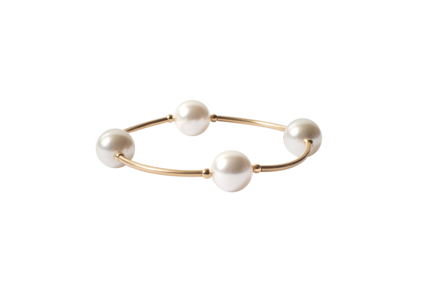 12mm White Blessing Bracelet with Gold Filled Tubes: S