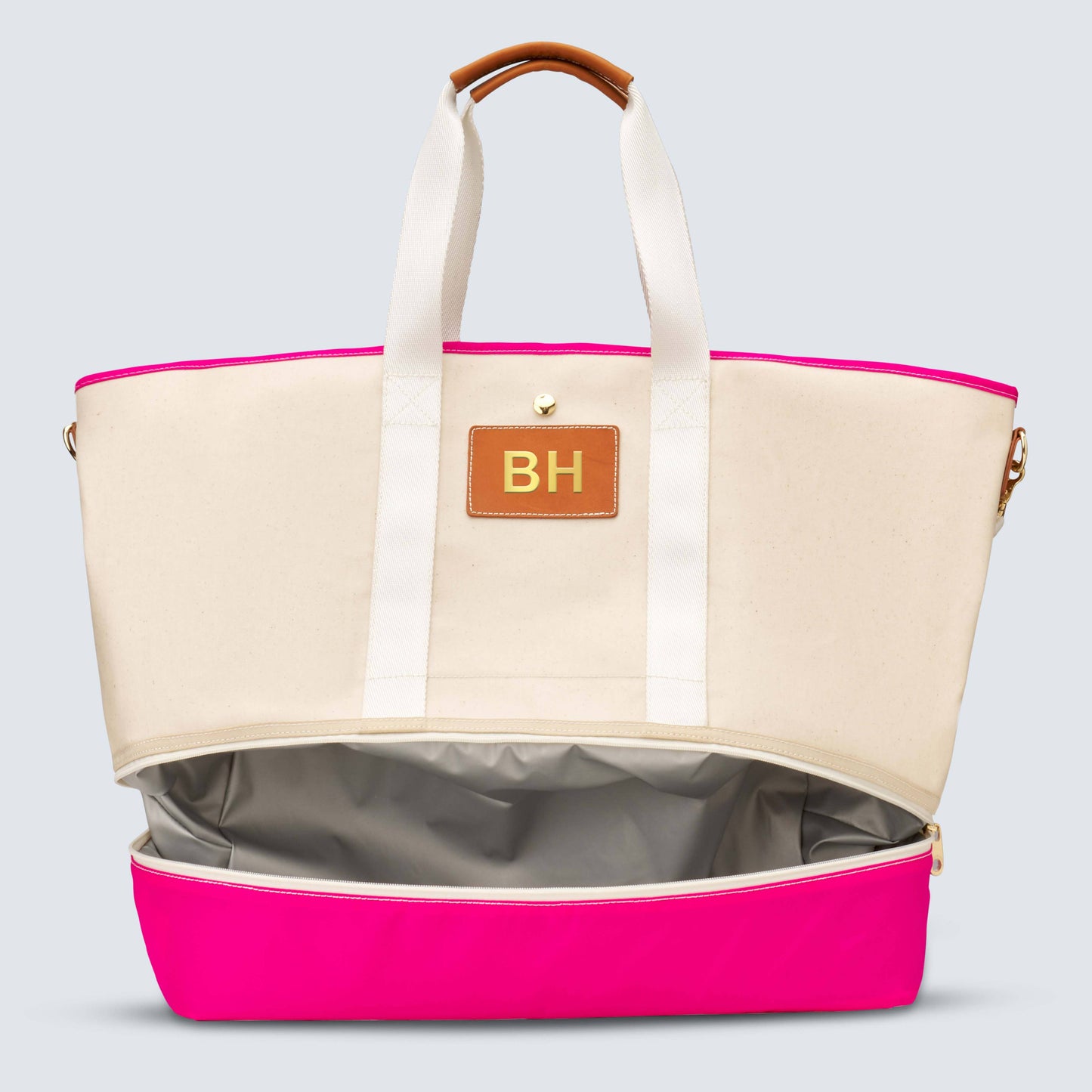 "Lara" Pink Large Shoe Compartment Tote (Personalizable)