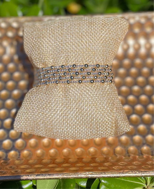Classic Sincerity Pattern 5mm Bead Bracelet - Mixed Metals