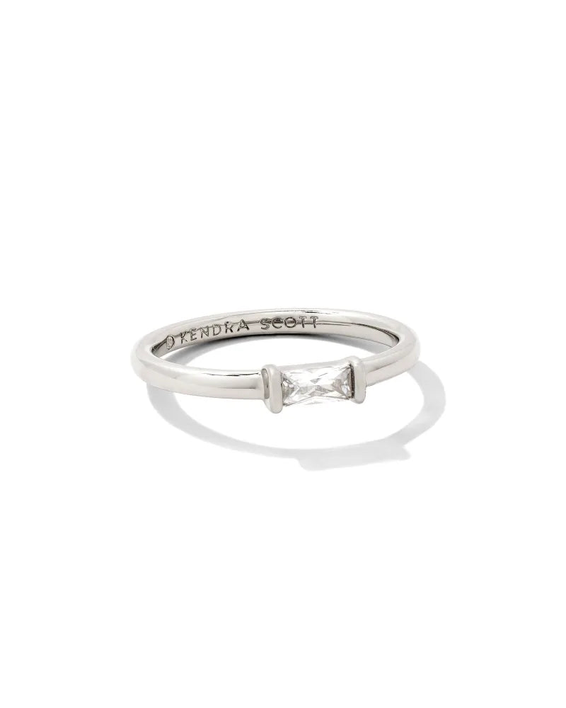 Juliette Silver Band Ring in White Crystal