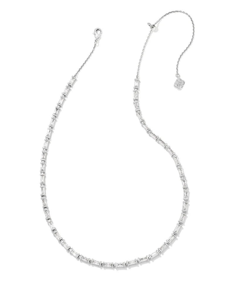 Juliette Silver Strand Necklace in White Crystal