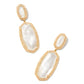 Pearl Beaded Elle Gold Statement Earrings in Ivory Mother-of-Pearl