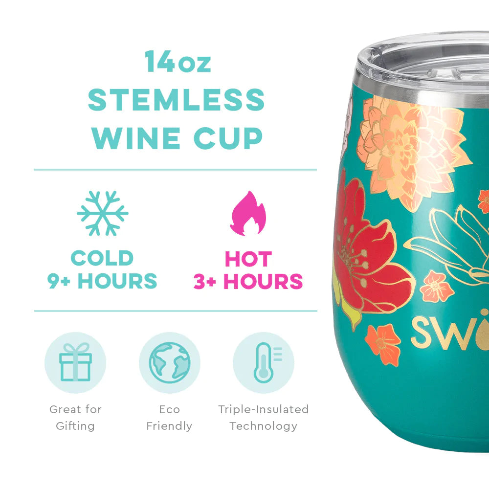 Fire Poppy Stemless Wine Glass (14 oz)